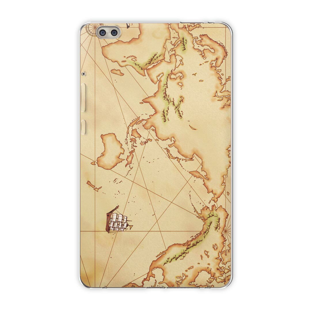 dtab compact d-02k docomo dタブ 用 タブレット ケース タブレット カバー TPU ソフトケース 001191 ユニーク 地図　船