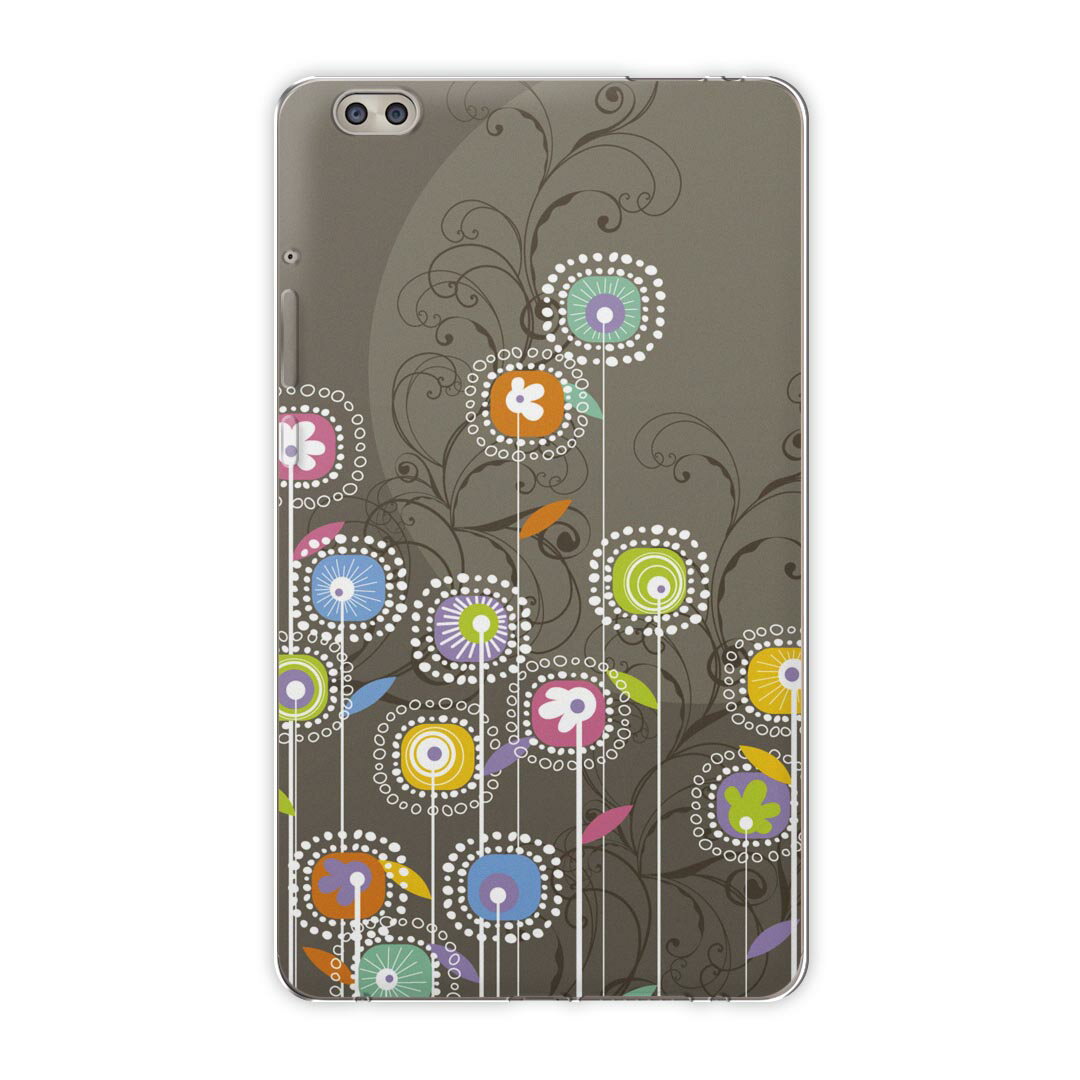 dtab compact d-02k docomo dタブ 用 タブレット ケース タブレット カバー TPU ソフトケース 001257 フラワー 花 カラフル