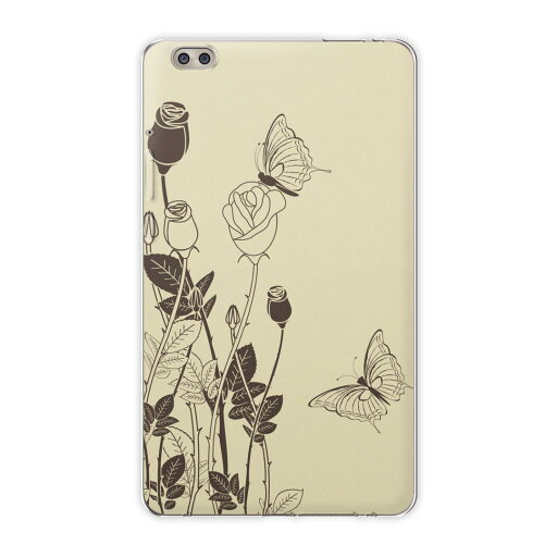 dtab compact d-02k docomo dタブ 用 タブレット ケース タブレット カバー TPU ソフトケース 001338 フラワー 花 バラ 蝶 dtab compact d-02k docomo dタブ 用 タブレット ケース タブレット カバー TPU ソフトケース 001338 フラワー 花 バラ 蝶