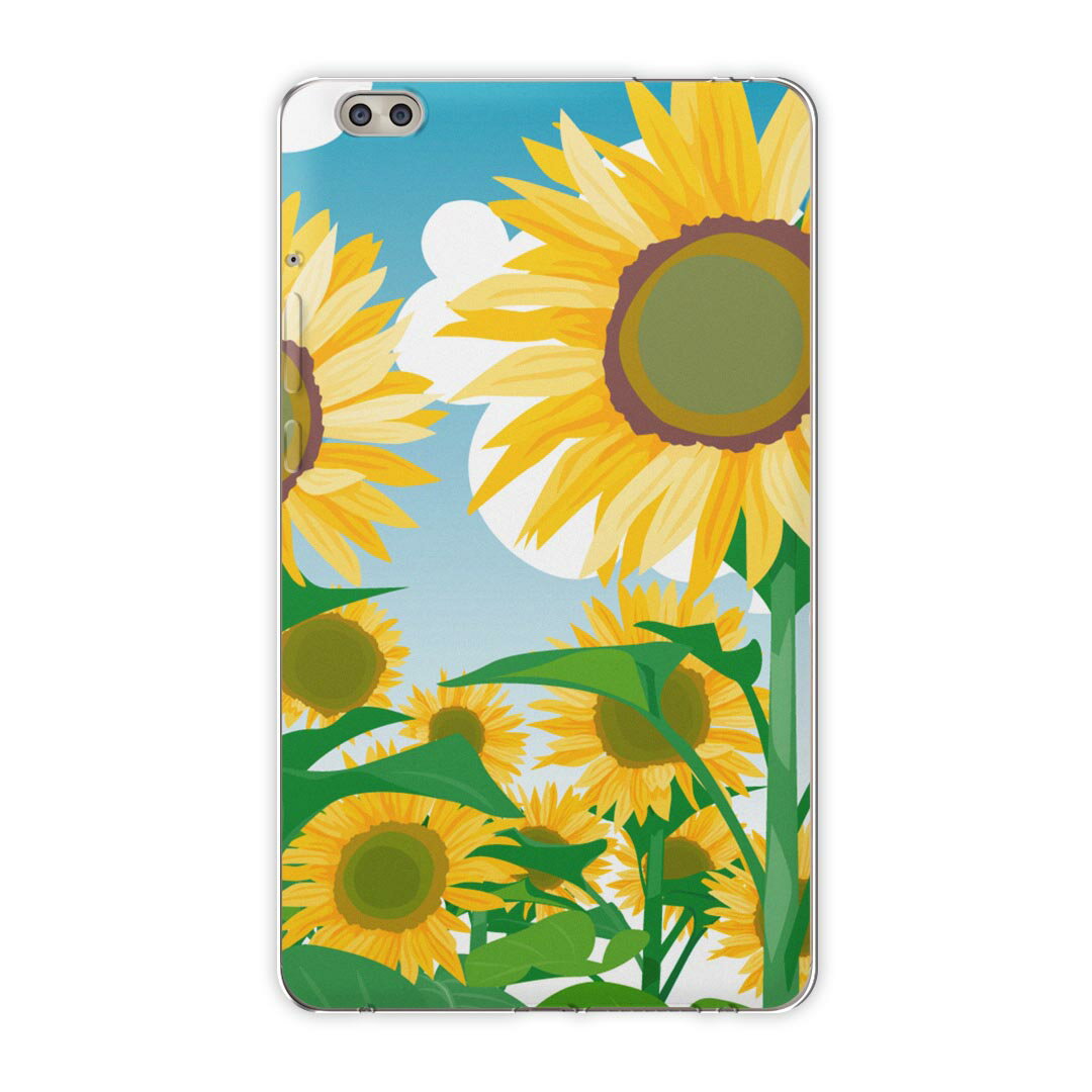 dtab compact d-02k docomo dタブ 用 タブレット ケース タブレット カバー TPU ソフトケース 001348 フラワー ひまわり 花