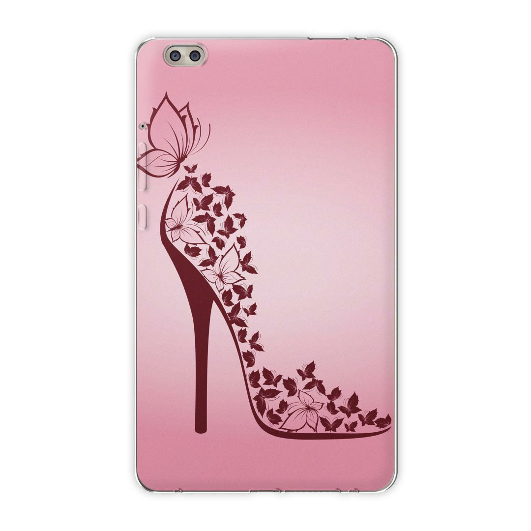 dtab compact d-02k docomo dタブ 用 タブレット ケース タブレット カバー TPU ソフトケース 001579 ラグジュアリー ラブリー ヒール パンプス 靴 蝶