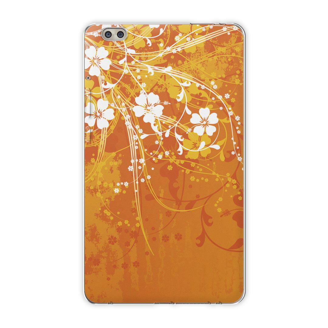 dtab compact d-02k docomo dタブ 用 タブレット ケース タブレット カバー TPU ソフトケース 001955 フラワー クール 花　フラワー　オレンジ
