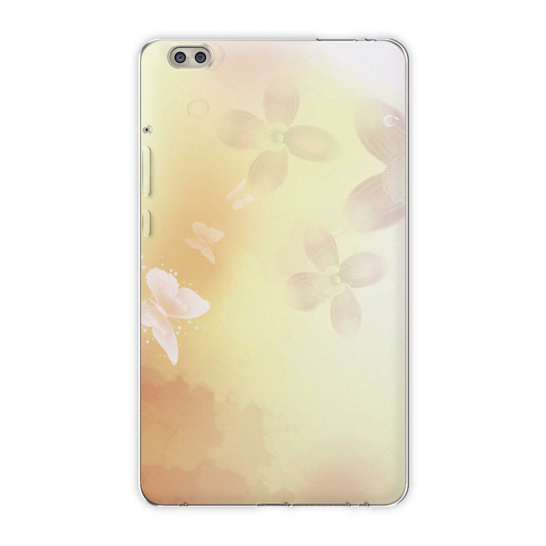 dtab compact d-02k docomo dタブ 用 タブレット ケース タブレット カバー TPU ソフトケース 002032 クール フラワー 花 蝶 シンプル