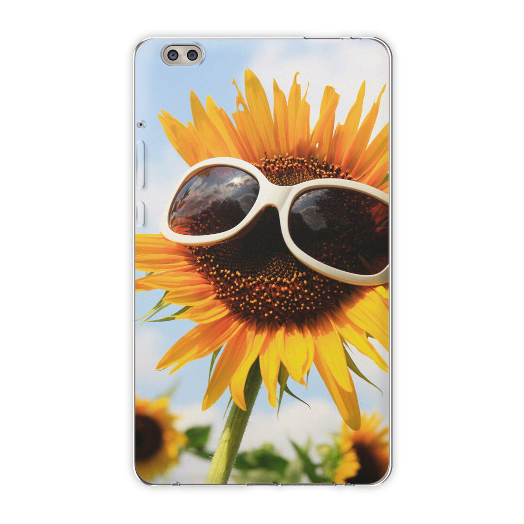 dtab compact d-02k docomo dタブ 用 タブレット ケース タブレット カバー TPU ソフトケース 003152 フラワー ユニーク ひまわり 空 写真