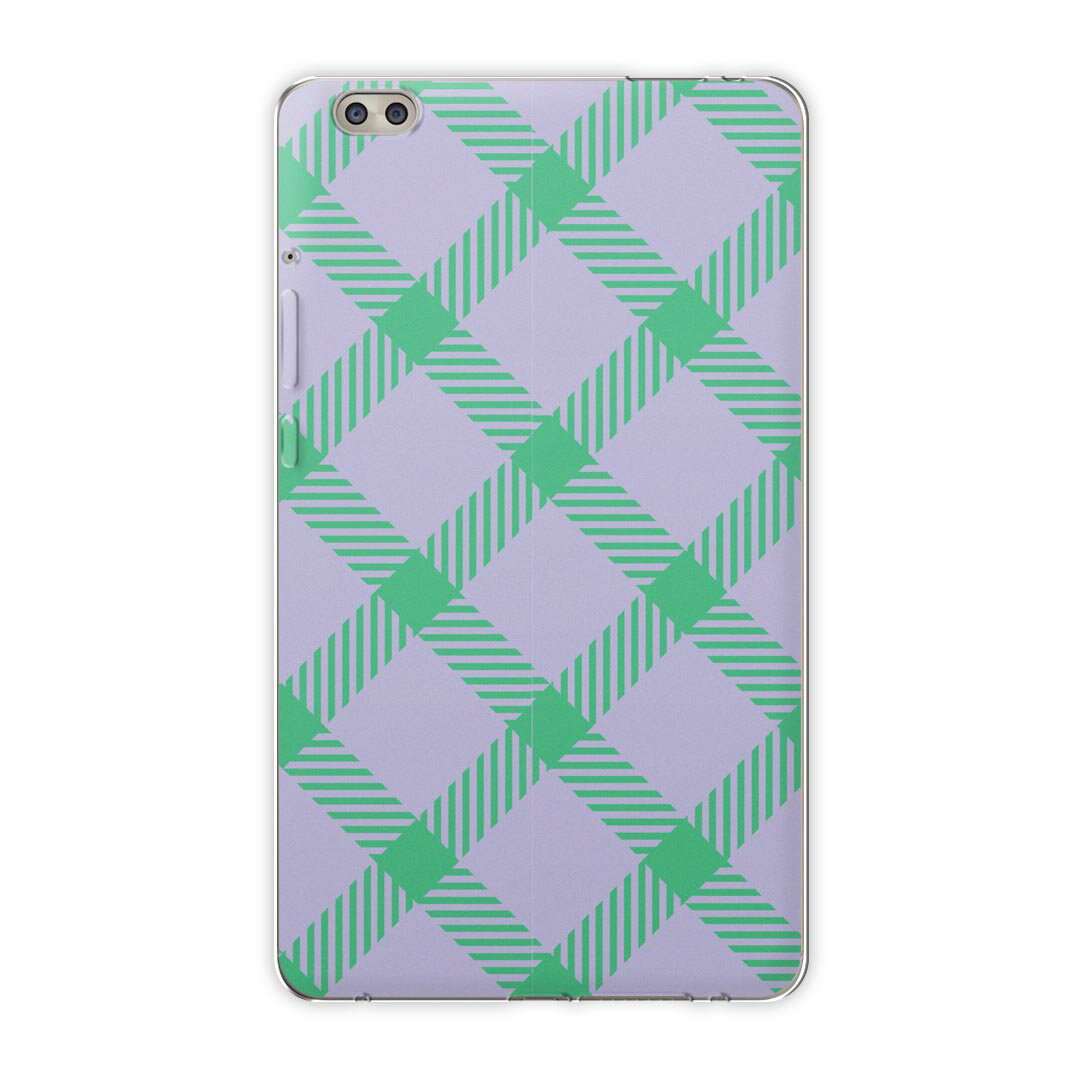 dtab compact d-02k docomo dタブ 用 タブレット ケース タブレット カバー TPU ソフトケース 004152 チェック・ボーダー チェック　紫　緑