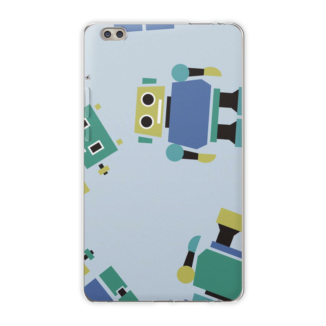 dtab compact d-02k docomo dタブ 用 タブレット ケース タブレット カバー TPU ソフトケース 004271 ユニーク ロボット　キャラクター　青