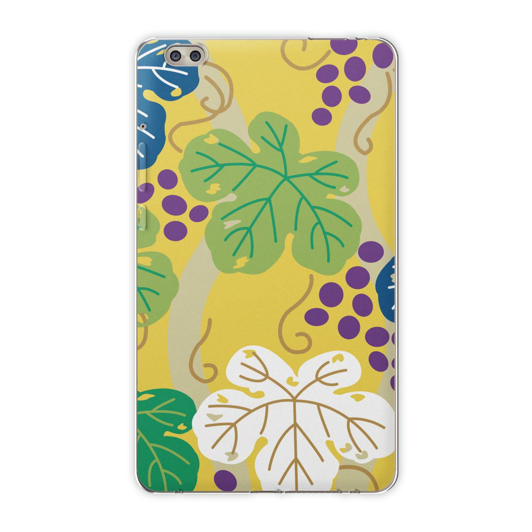dtab compact d-02k docomo dタブ 用 タブレット ケース タブレット カバー TPU ソフトケース 004332 フラワー ぶどう イラスト 模様