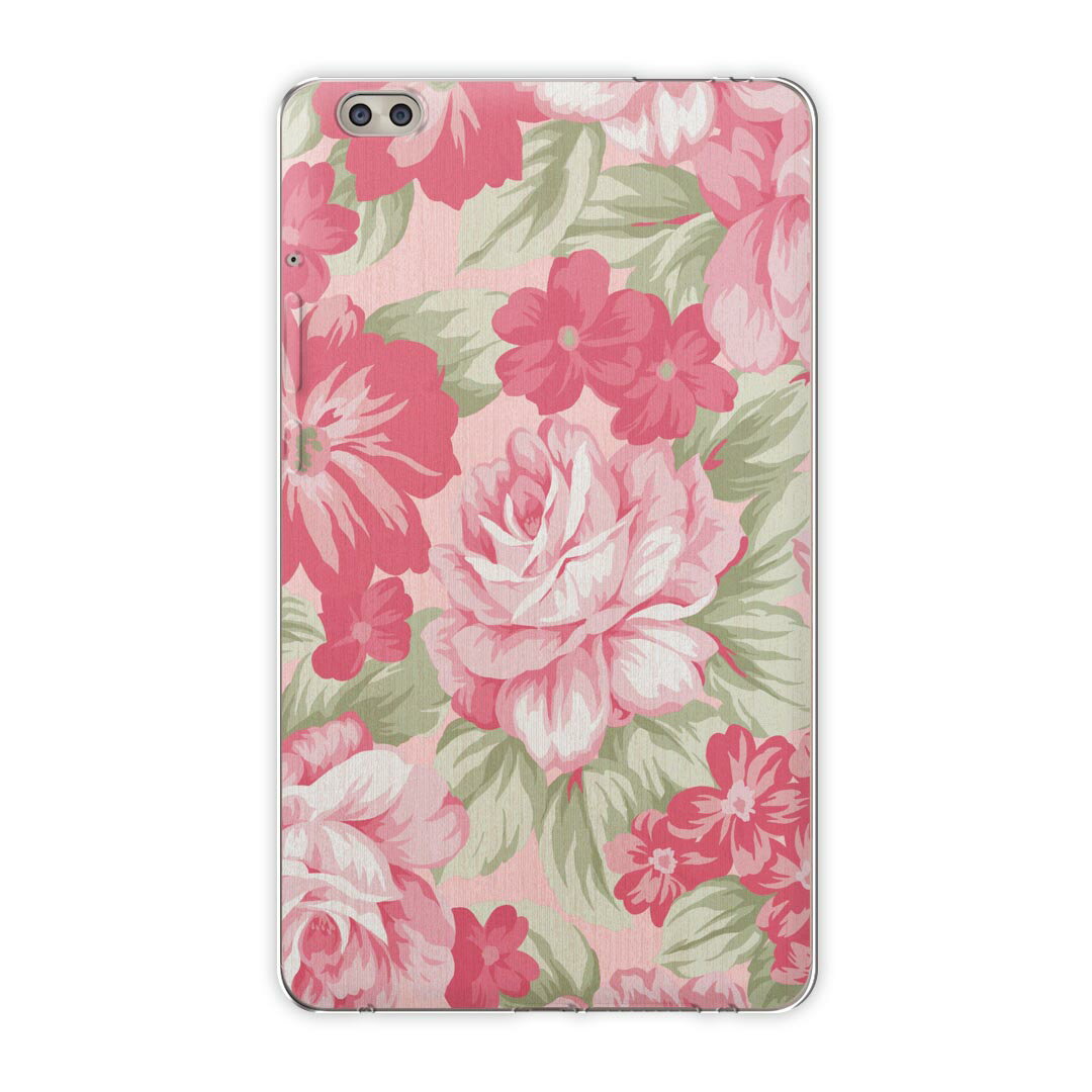 dtab compact d-02k docomo dタブ 用 タブレット ケース タブレット カバー TPU ソフトケース 004907 フラワー 花 ピンク イラスト