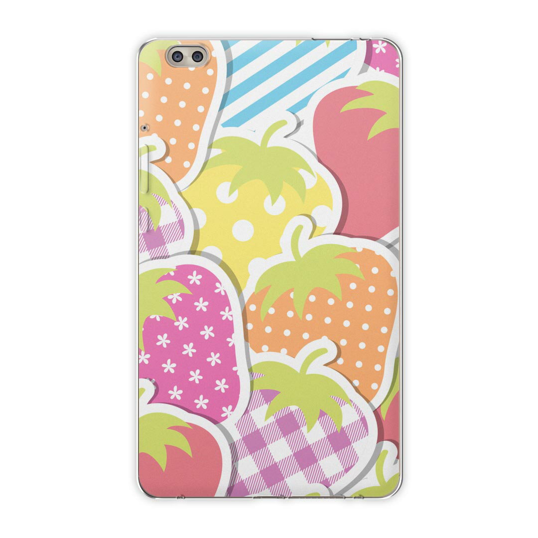 dtab compact d-02k docomo dタブ 用 タブレット ケース タブレット カバー TPU ソフトケース 005165 フラワー 苺 カラフル ポップ