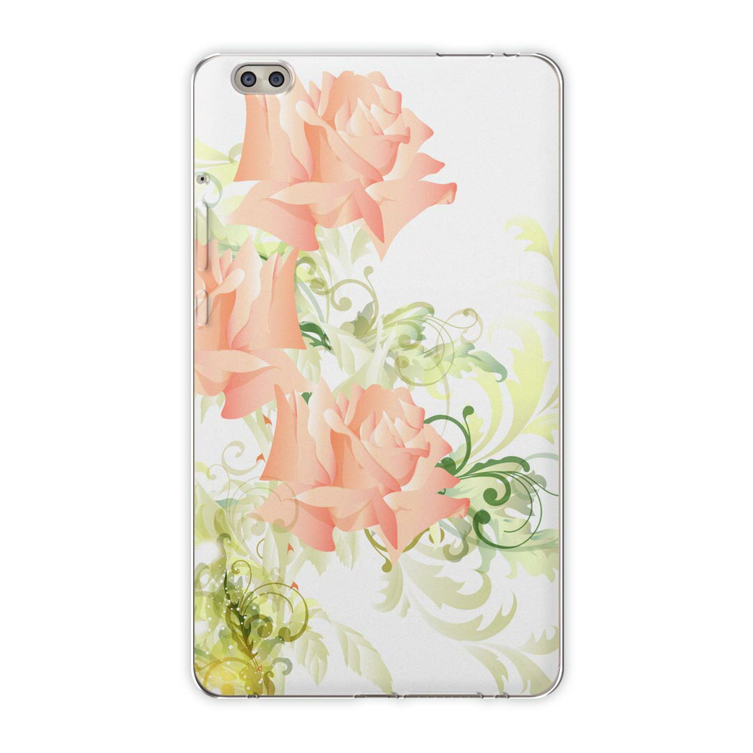 dtab compact d-02k docomo dタブ 用 タブレット ケース タブレット カバー TPU ソフトケース 005186 フラワー 花 ピンク エレガント