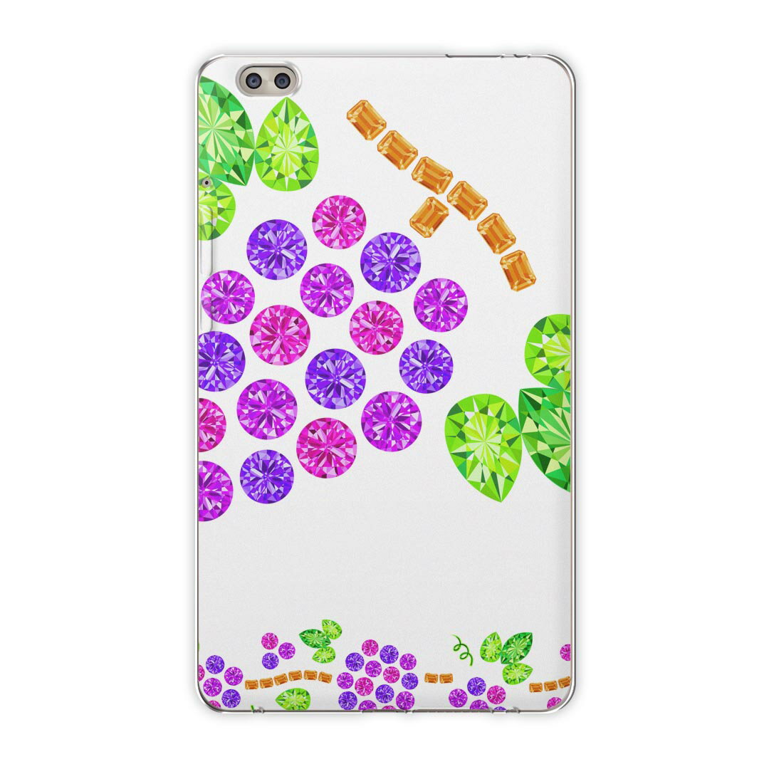 dtab compact d-02k docomo dタブ 用 タブレット ケース タブレット カバー TPU ソフトケース 005197 フラワー ぶどう 宝石 イラスト