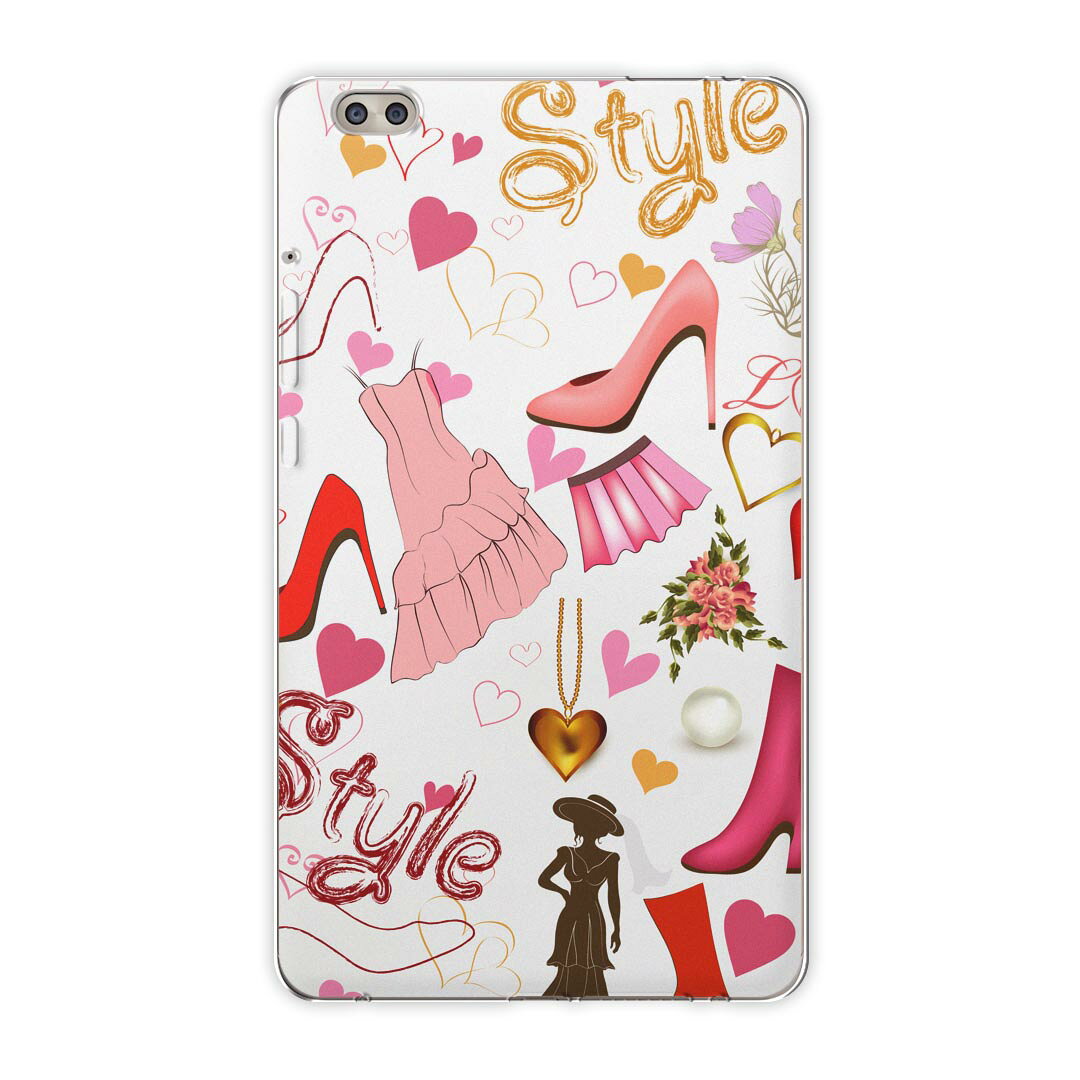 dtab compact d-02k docomo dタブ 用 タブレット ケース タブレット カバー TPU ソフトケース 005301 ラブリー おしゃれ　服　靴