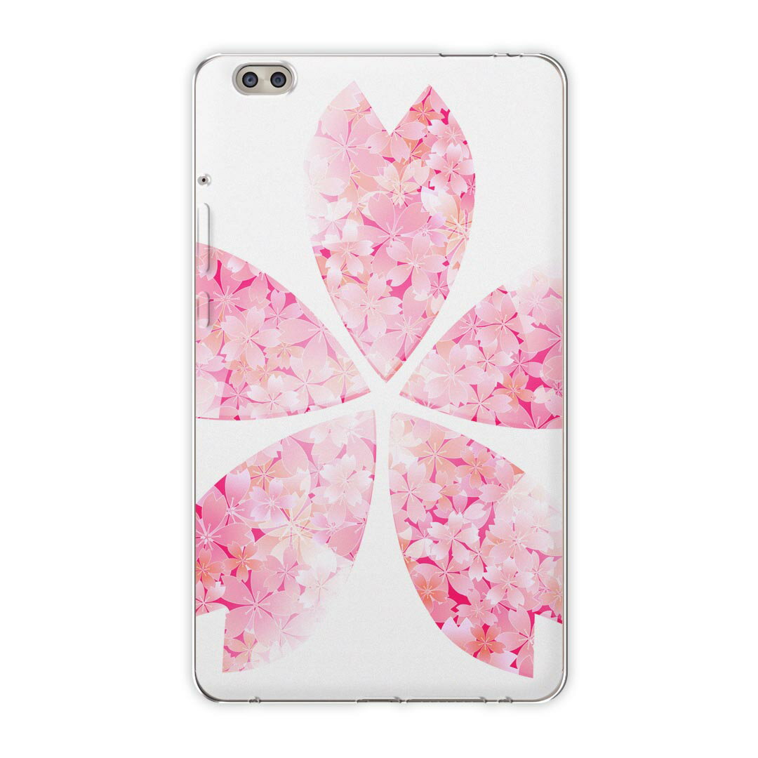 dtab compact d-02k docomo dタブ 用 タブレット ケース タブレット カバー TPU ソフトケース 005304 ラブリー フラワー 桜　白　ピンク