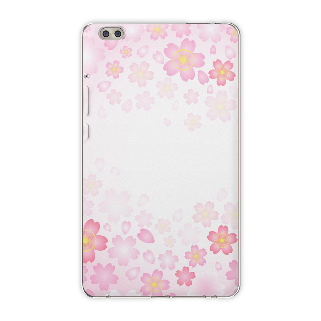 dtab compact d-02k docomo dタブ 用 タブレット ケース タブレット カバー TPU ソフトケース 005307 ラブリー フラワー 桜　ピンク　イラスト