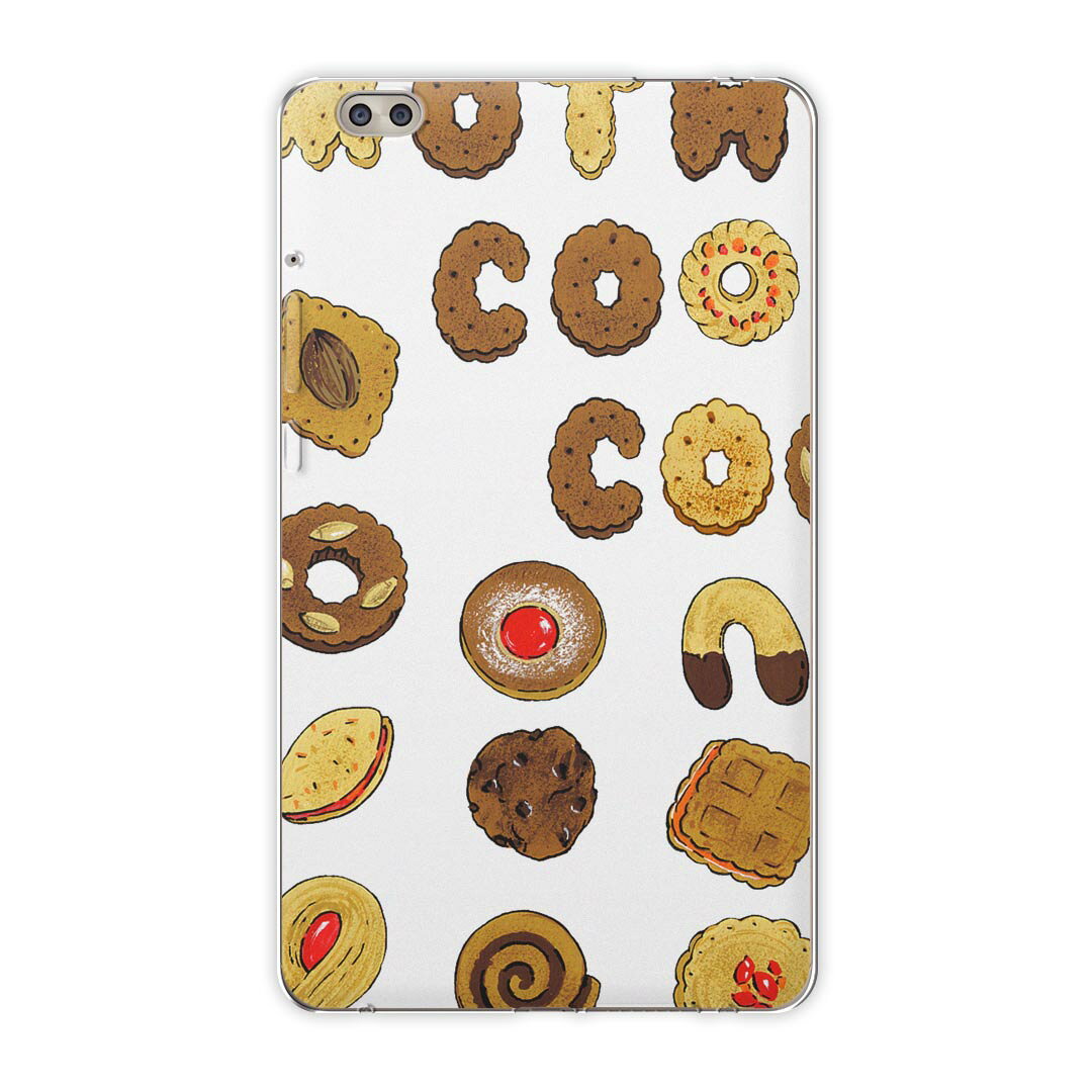 dtab compact d-02k docomo dタブ 用 タブレット ケース タブレット カバー TPU ソフトケース 005507 ユニーク イラスト　クッキー