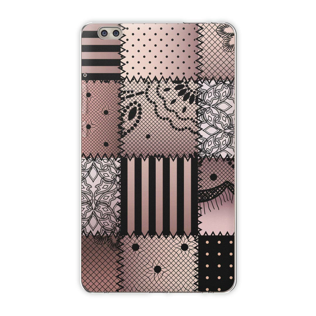 dtab compact d-02k docomo dタブ 用 タブレット ケース タブレット カバー TPU ソフトケース 005559 チェック・ボーダー レース　模様