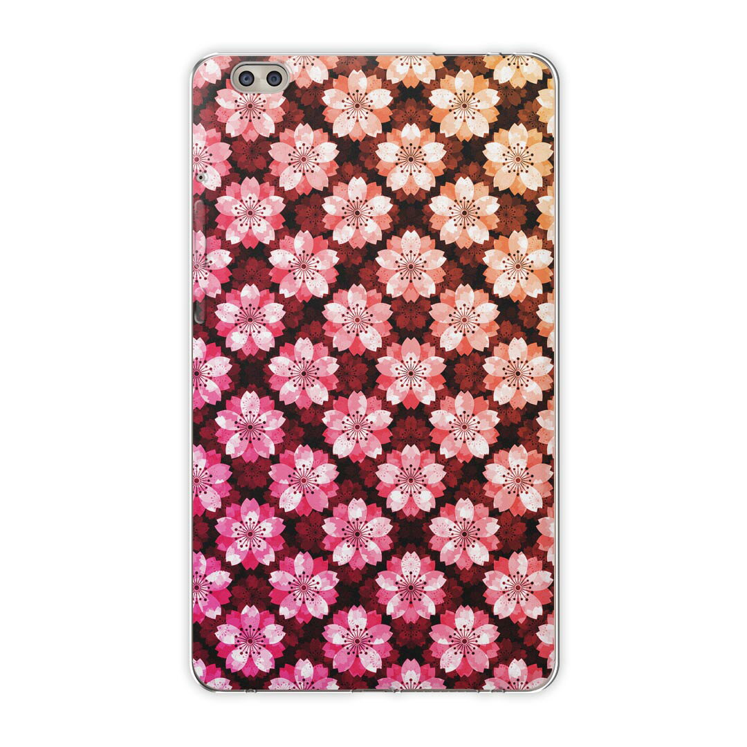 dtab compact d-02k docomo dタブ 用 タブレット ケース タブレット カバー TPU ソフトケース 005636 チェック・ボーダー 花　フラワー　ピンク