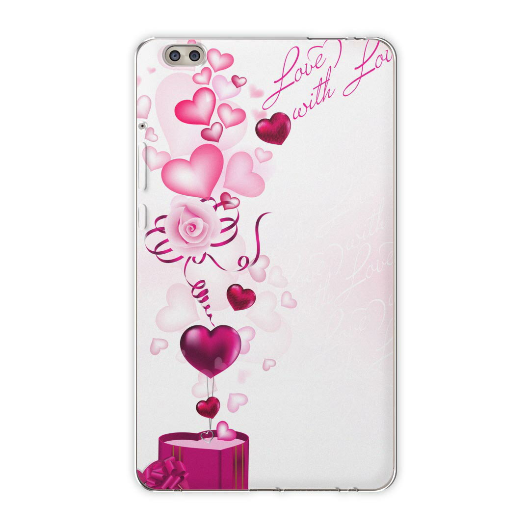 dtab compact d-02k docomo dタブ 用 タブレット ケース タブレット カバー TPU ソフトケース 005637 ラブリー ハート ピンク