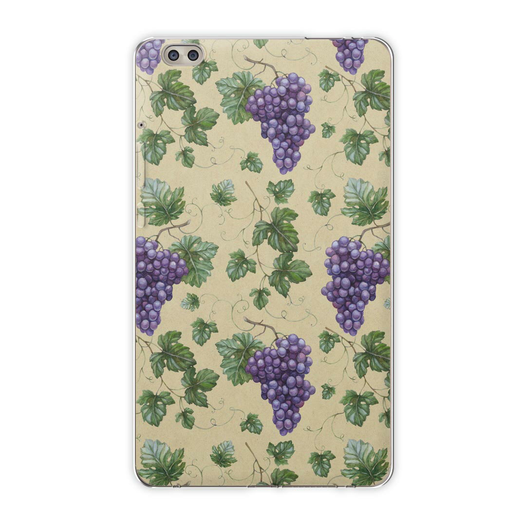 dtab compact d-02k docomo dタブ 用 タブレット ケース タブレット カバー TPU ソフトケース 005731 チェック・ボーダー ブドウ 葡萄 模様