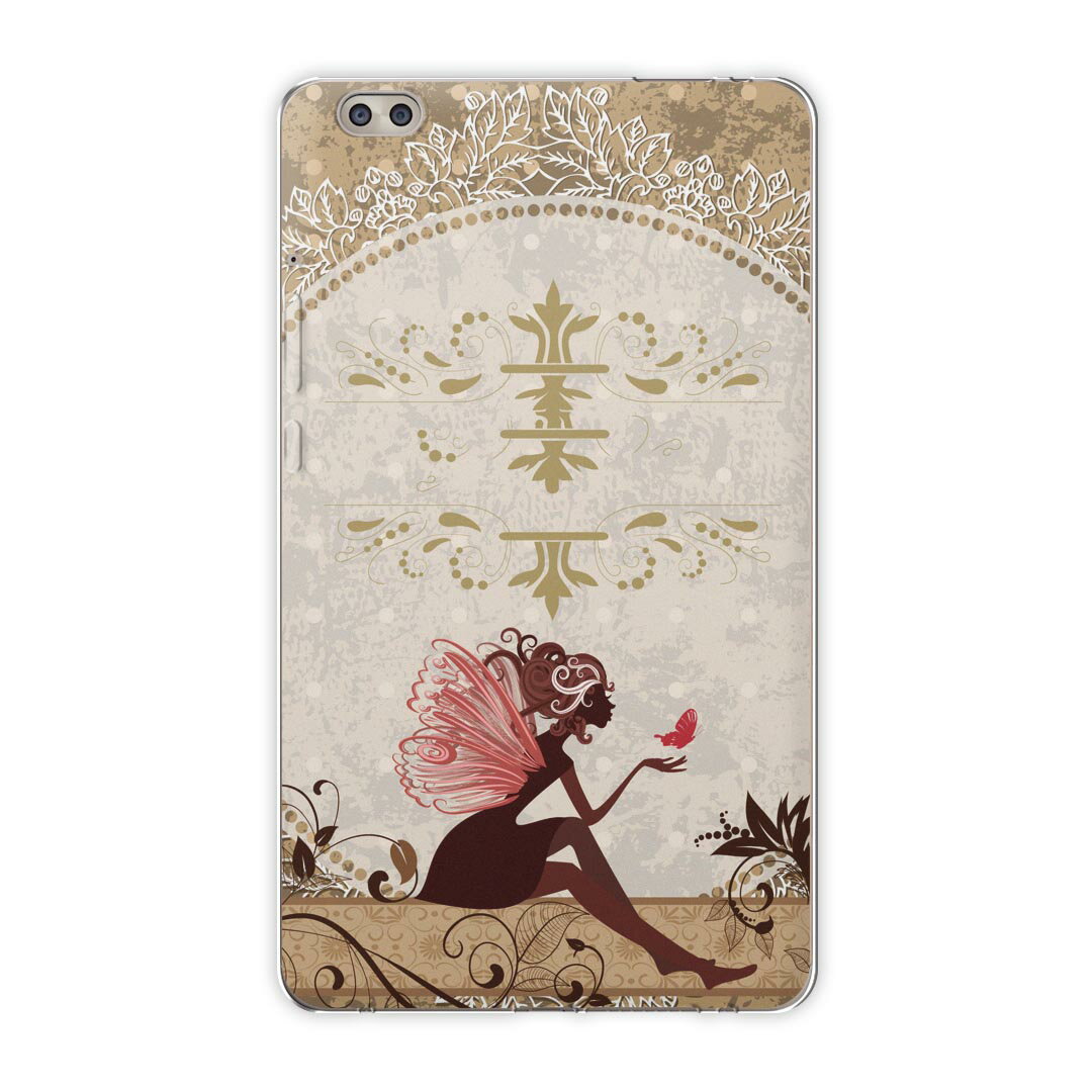 dtab compact d-02k docomo dタブ 用 タブレット ケース タブレット カバー TPU ソフトケース 005742 ラブリー 人物　蝶　文様