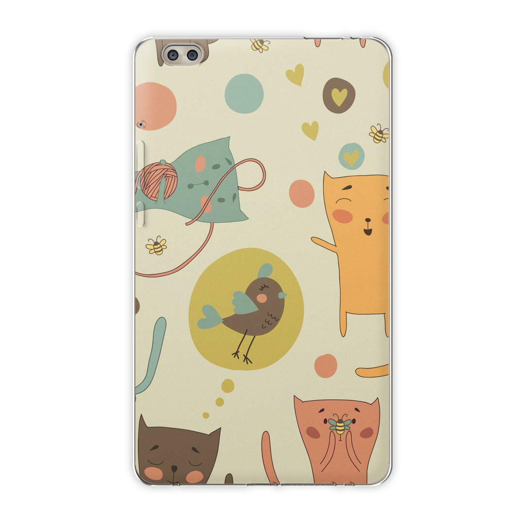 dtab compact d-02k docomo dタブ 用 タブレット ケース タブレット カバー TPU ソフトケース 006245 ラブリー ねこ 猫 イラスト