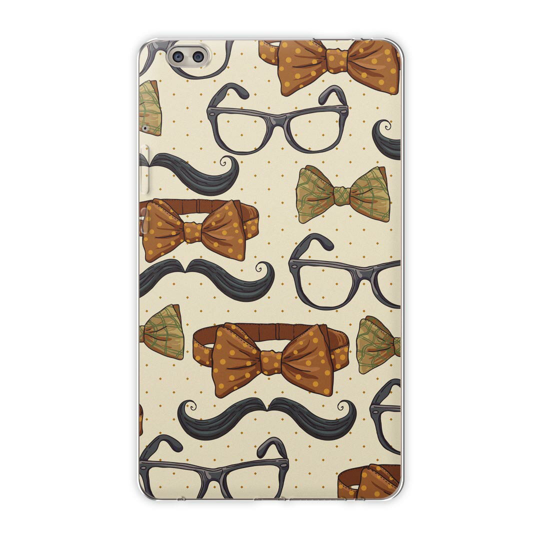 dtab compact d-02k docomo dタブ 用 タブレット ケース タブレット カバー TPU ソフトケース 006795 ユニーク 眼鏡 蝶ネクタイ