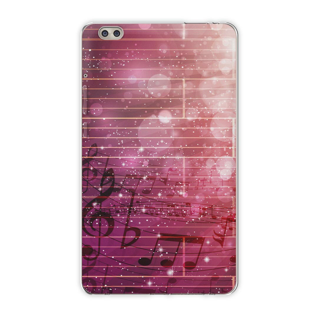 dtab compact d-02k docomo dタブ 用 タブレット ケース タブレット カバー TPU ソフトケース 006875 ラグジュアリー 音符 楽譜