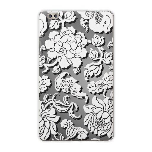 dtab compact d-02k docomo dタブ 用 タブレット ケース タブレット カバー TPU ソフトケース 007307 フラワー 花 フラワー 灰色 模様 dtab compact d-02k docomo dタブ 用 タブレット ケース タブレット カバー TPU ソフトケース 007307 フラワー 花 フラワー 灰色 模様
