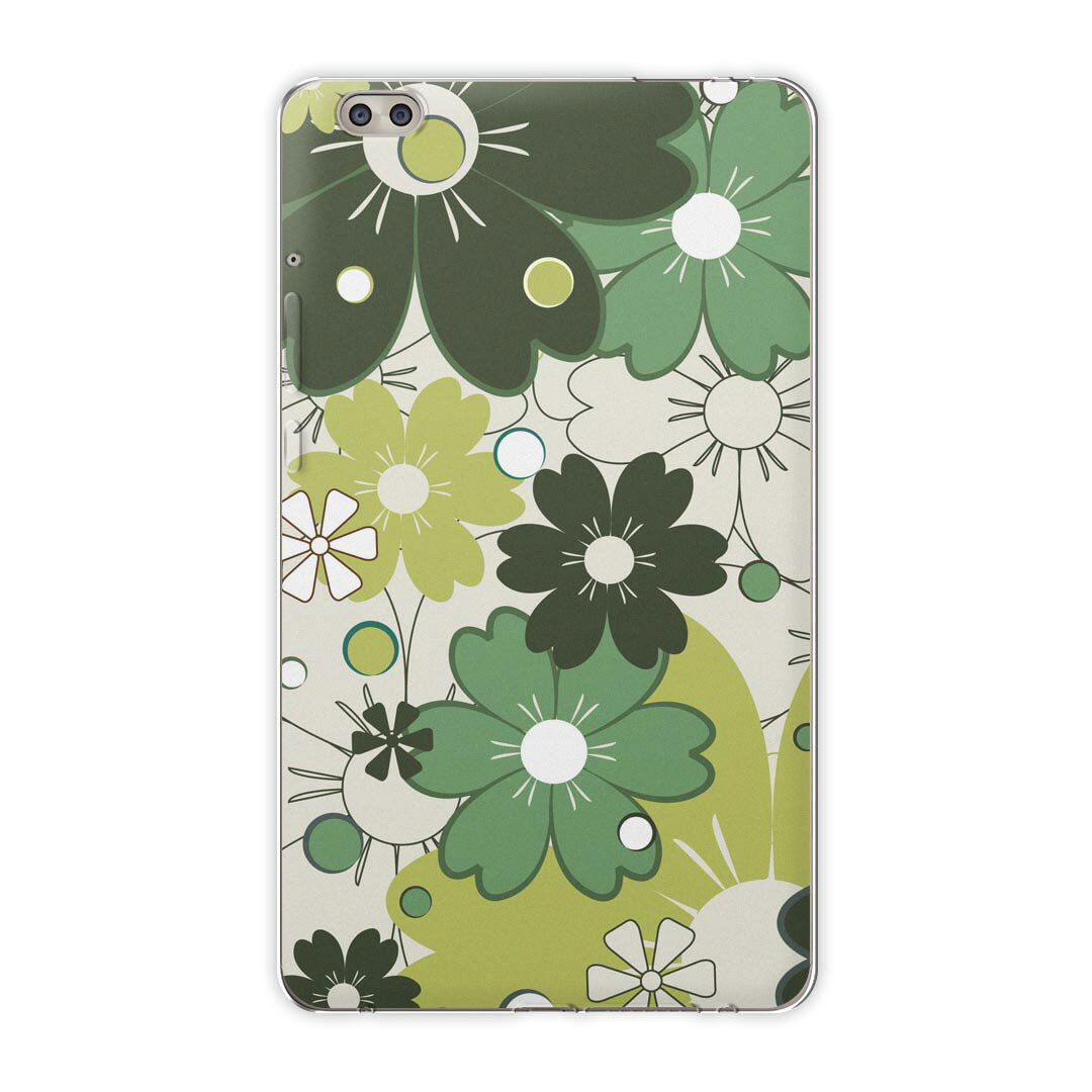 dtab compact d-02k docomo dタブ 用 タブレット ケース タブレット カバー TPU ソフトケース 007557 フラワー 花　フラワー　模様　緑　グリーン