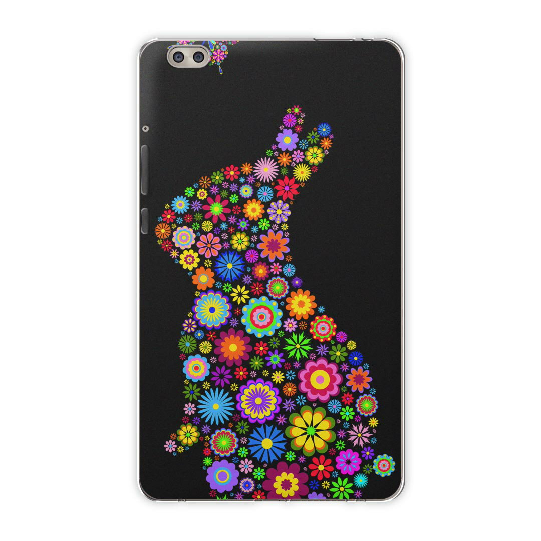 dtab compact d-02k docomo dタブ 用 タブレット ケース タブレット カバー TPU ソフトケース 007707 アニマル 花 フラワー カラフル 兎 うさぎ