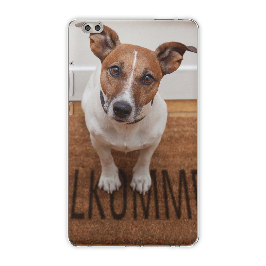 dtab compact d-02k docomo dタブ 用 タブレット ケース タブレット カバー TPU ソフトケース 007766 アニマル 写真　犬　白　ホワイト