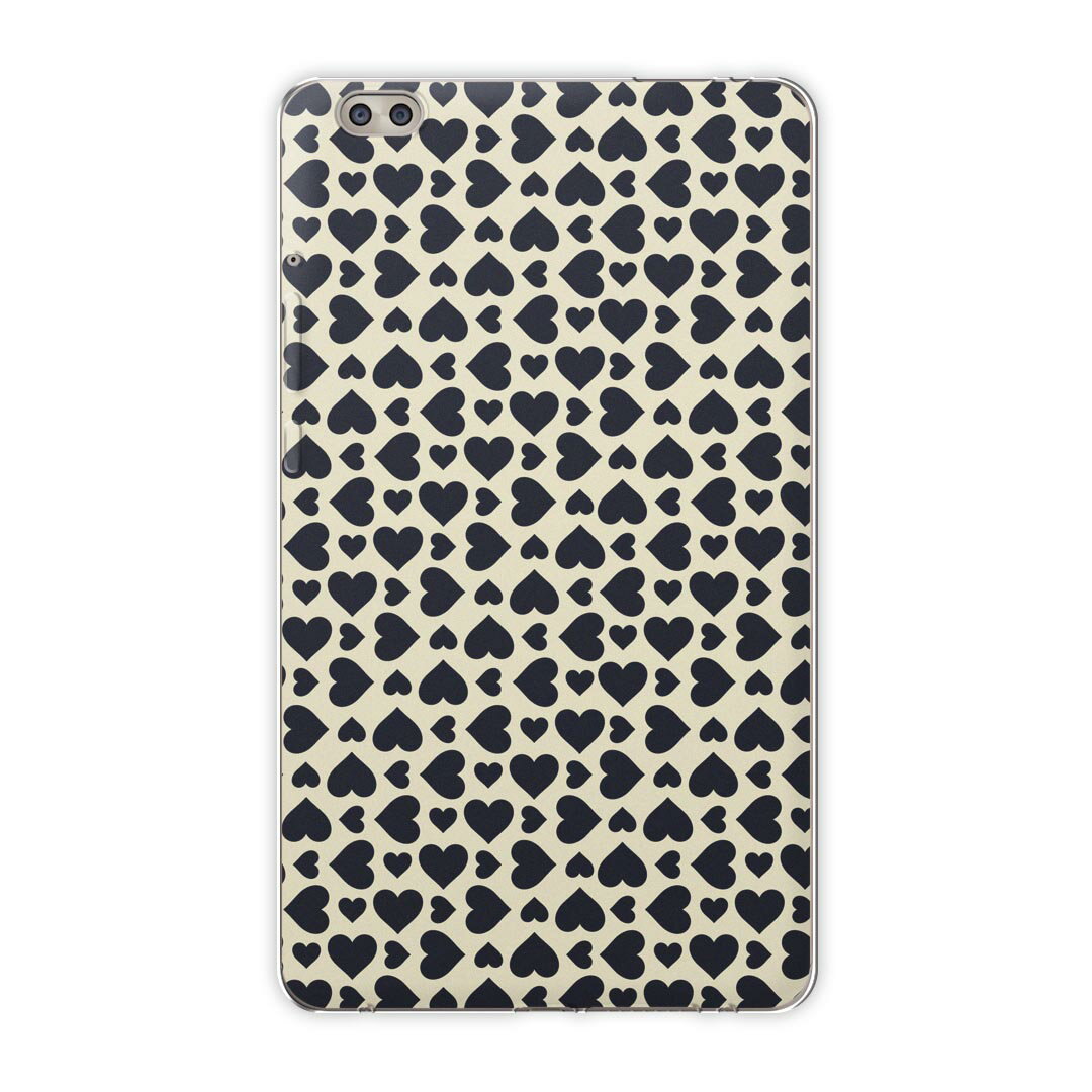 dtab compact d-02k docomo dタブ 用 タブレット ケース タブレット カバー TPU ソフトケース 007837 チェック・ボーダー ハート　模様..