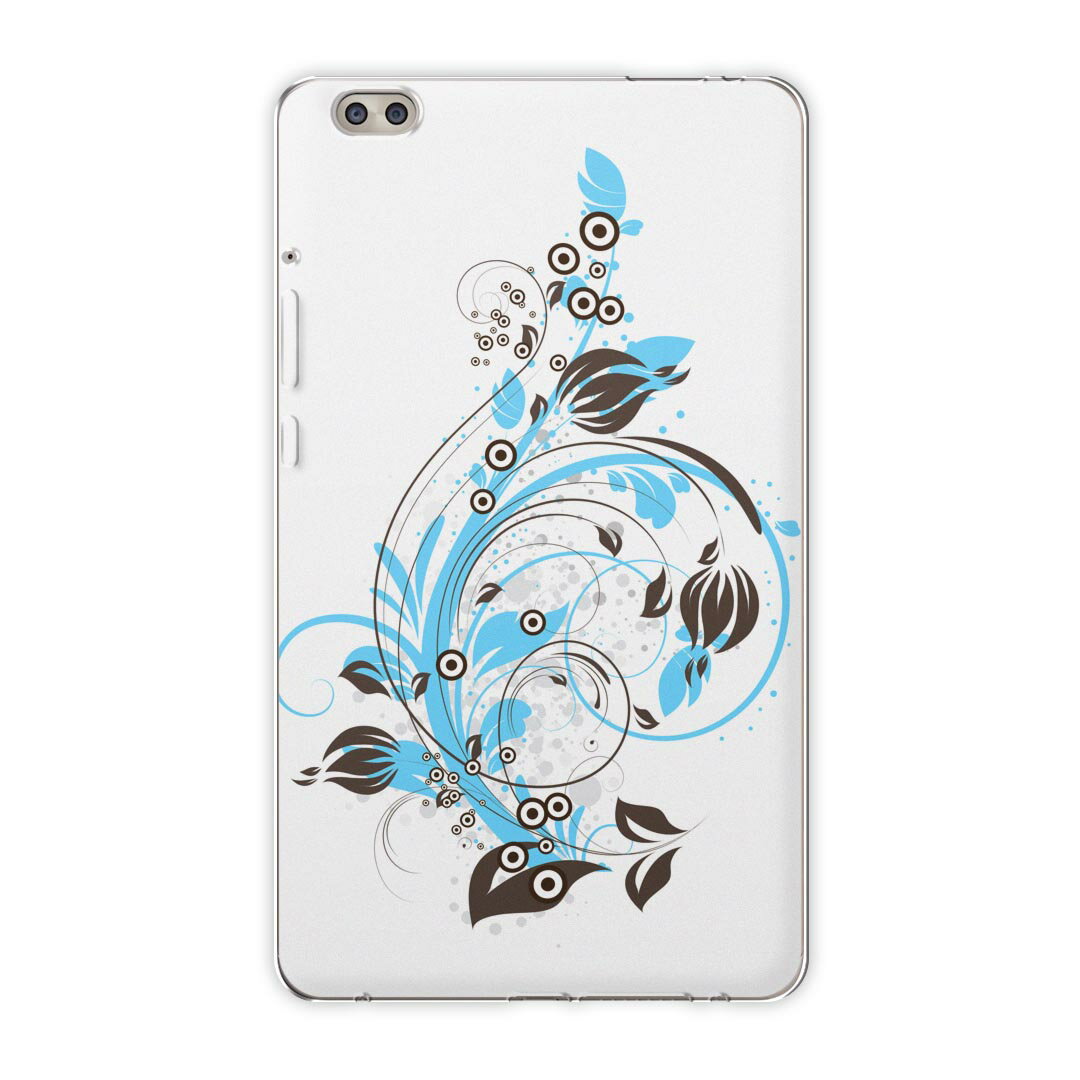 dtab compact d-02k docomo dタブ 用 タブレット ケース タブレット カバー TPU ソフトケース 007922 クール 花 フラワー 水色 イラスト