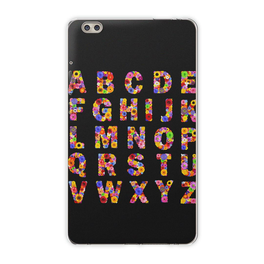 dtab compact d-02k docomo dタブ 用 タブレット ケース タブレット カバー TPU ソフトケース 008008 ユニーク 花 フラワー 黒 カラフル 文字