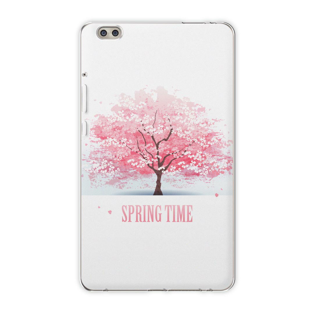 dtab compact d-02k docomo dタブ 用 タブレット ケース タブレット カバー TPU ソフトケース 008120 フラワー 春　桜　ピンク　植物　イラスト(2.0)