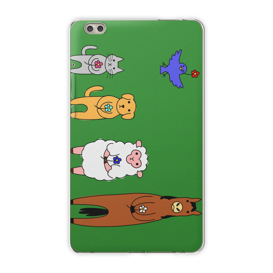 dtab compact d-02k docomo dタブ 用 タブレット ケース タブレット カバー TPU ソフトケース 008425 アニマル 動物 緑 グリーン イラスト