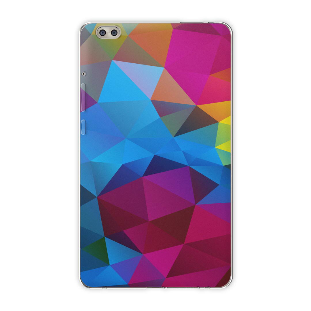 dtab compact d-02k docomo dタブ 用 タブレット ケース タブレット カバー TPU ソフトケース 008429 チェック・ボーダー カラフル　レインボー　模様(2.0)