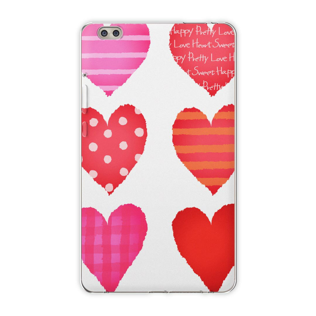 dtab compact d-02k docomo dタブ 用 タブレット ケース タブレット カバー TPU ソフトケース 008657 ラブリー 赤　レッド　ハート　模様