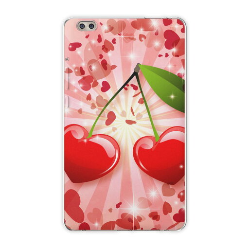 dtab compact d-02k docomo dタブ 用 タブレット ケース タブレット カバー TPU ソフトケース 008856 ラブリー イラスト 赤 レッド ハート チェリー dtab compact d-02k docomo dタブ 用 タブレット ケース タブレット カバー TPU ソフトケース 008856 ラブリー イラスト 赤 レッド ハート チェリー