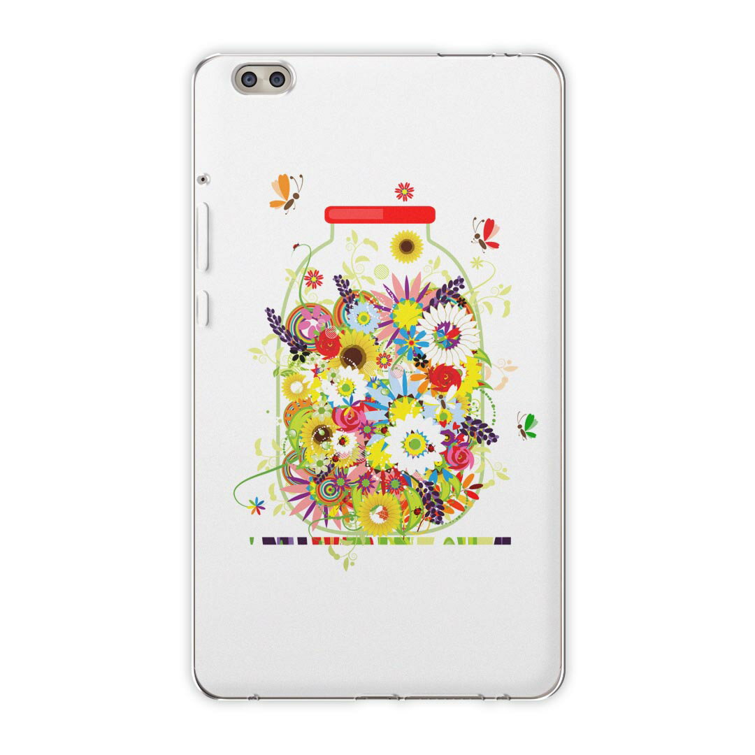 dtab compact d-02k docomo dタブ 用 タブレット ケース タブレット カバー TPU ソフトケース 009172 カラフル フラワー 蝶