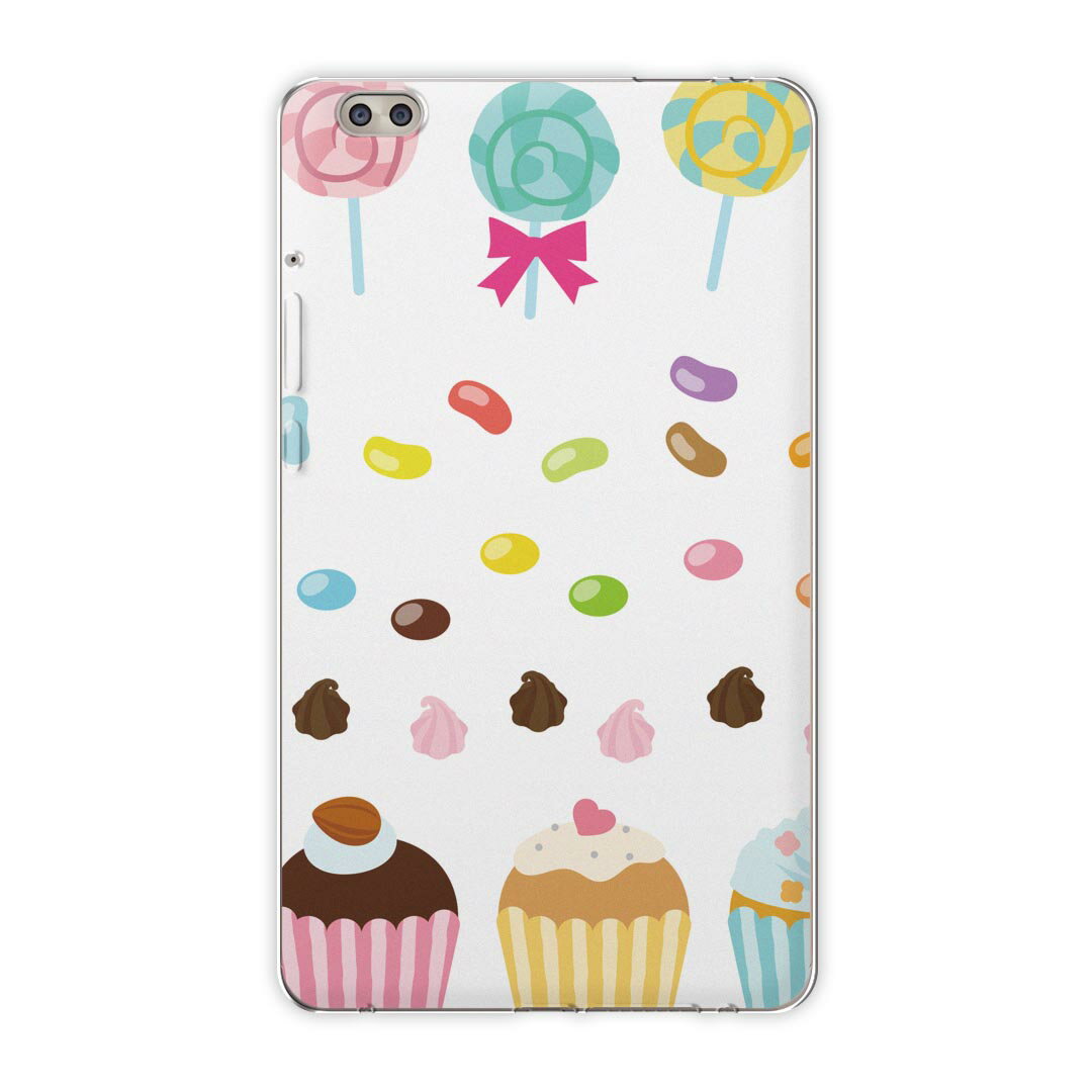dtab compact d-02k docomo dタブ 用 タブレット ケース タブレット カバー TPU ソフトケース 009260 カラフル　デザート　イラスト