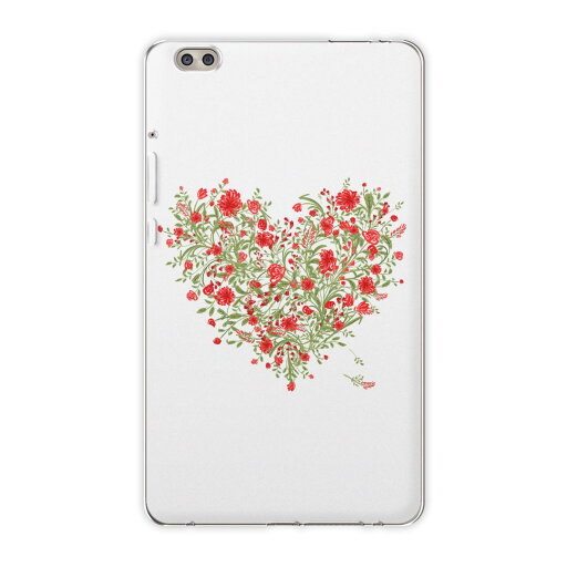 dtab compact d-02k docomo dタブ 用 タブレット ケース タブレット カバー TPU ソフトケース 009411 フラワー ハート 赤 dtab compact d-02k docomo dタブ 用 タブレット ケース タブレット カバー TPU ソフトケース 009411 フラワー ハート 赤
