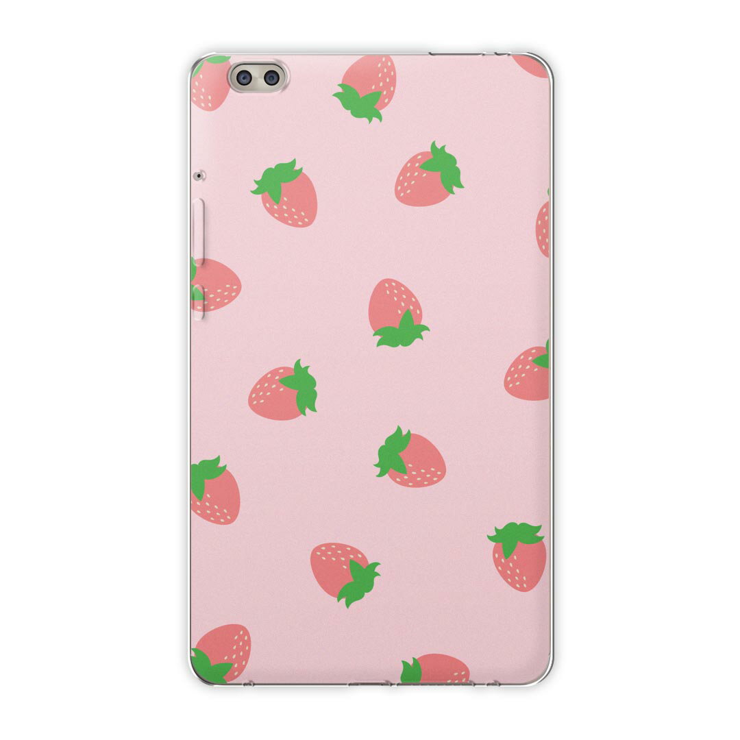 dtab compact d-02k docomo dタブ 用 タブレット ケース タブレット カバー TPU ソフトケース 009549 いちご ピンク