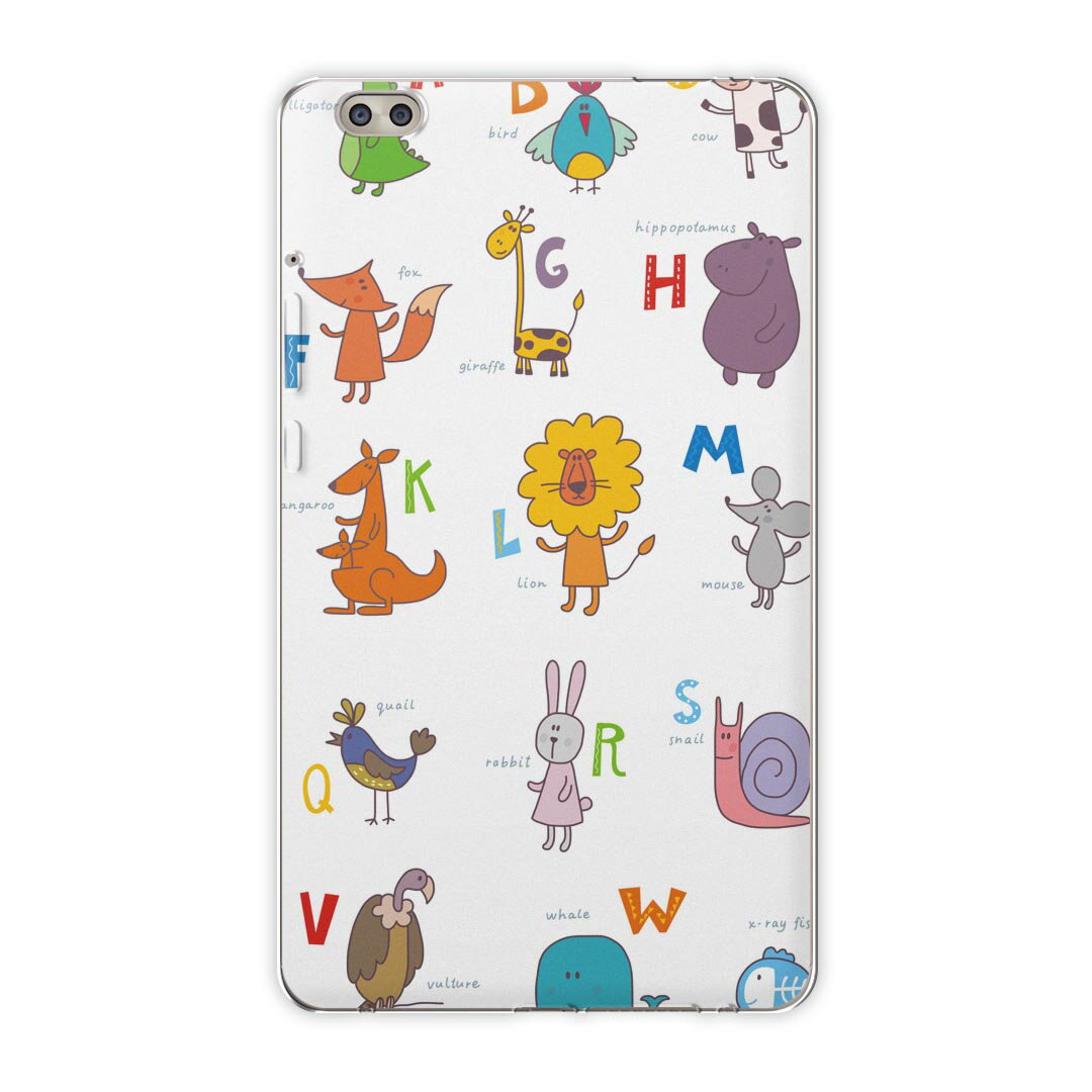 dtab compact d-02k docomo dタブ 用 タブレット ケース タブレット カバー TPU ソフトケース 009654 英語 動物 文字