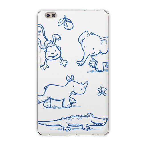 dtab compact d-02k docomo dタブ 用 タブレット ケース タブレット カバー TPU ソフトケース 009723 動物 サファリ 青 dtab compact d-02k docomo dタブ 用 タブレット ケース タブレット カバー TPU ソフトケース 009723 動物 サファリ 青