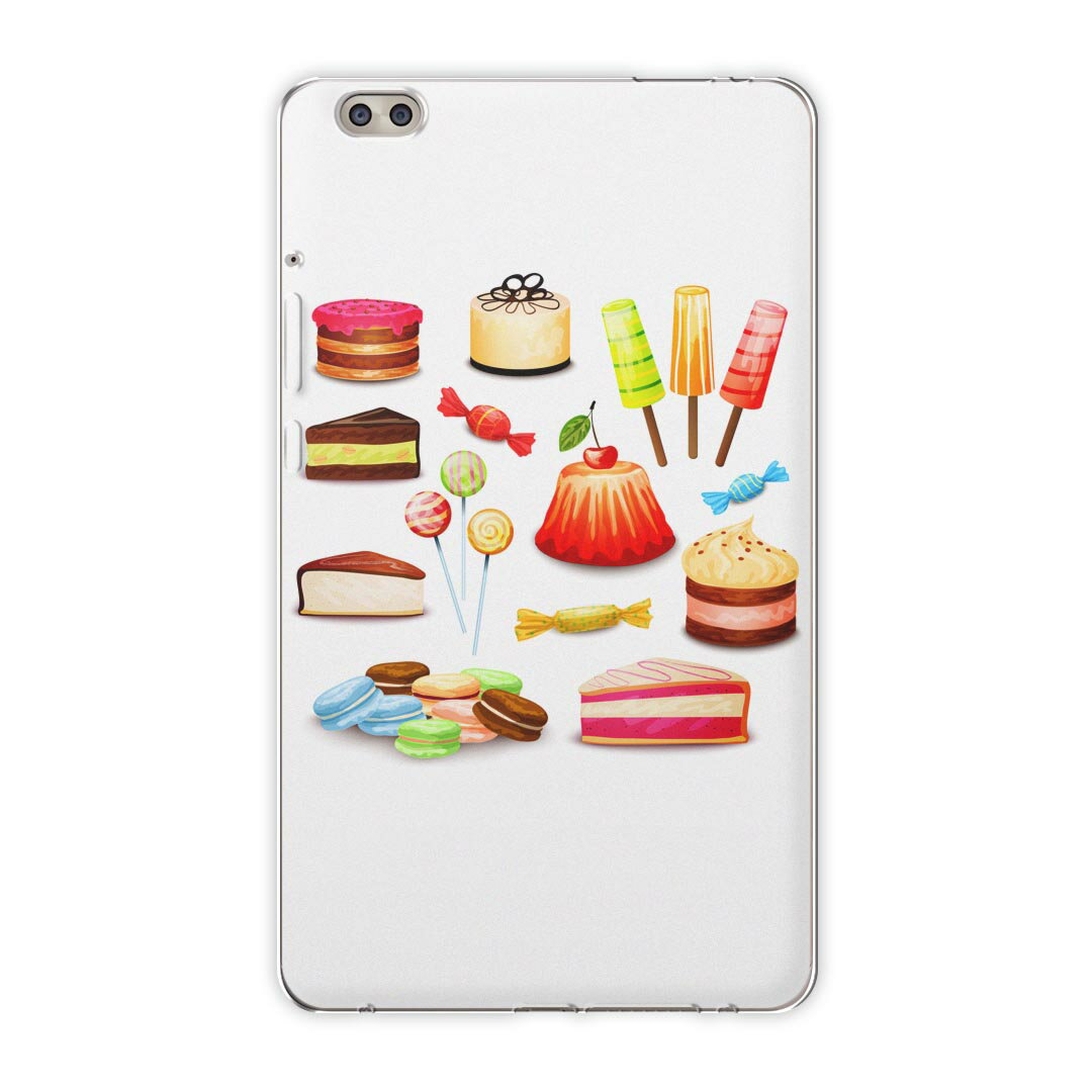 dtab compact d-02k docomo dタブ 用 タブレット ケース タブレット カバー TPU ソフトケース 009762 デザート マカロン カラフル