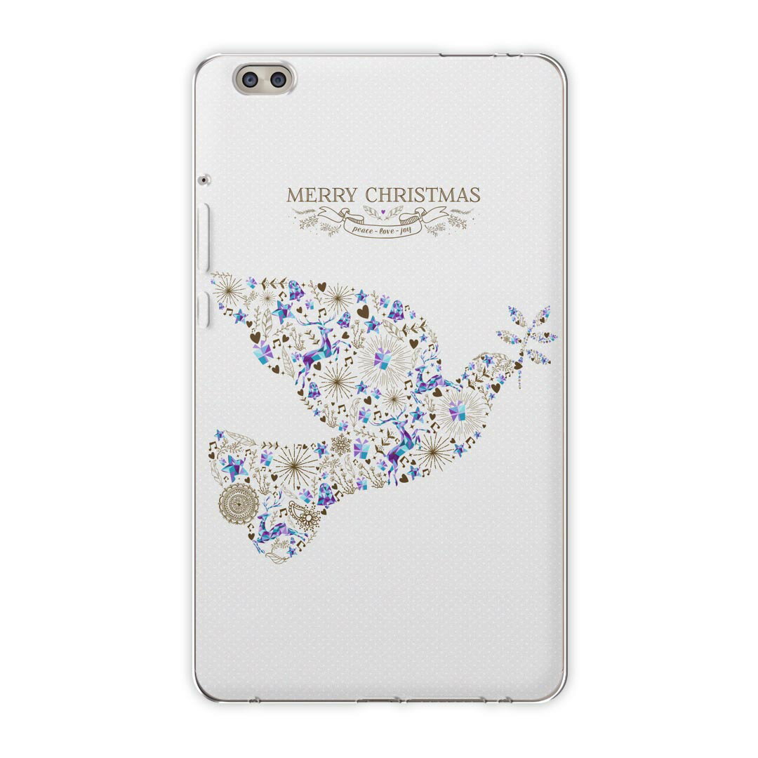dtab compact d-02k docomo dタブ 用 タブレット ケース タブレット カバー TPU ソフトケース 009798 鳥 クリスマス 青