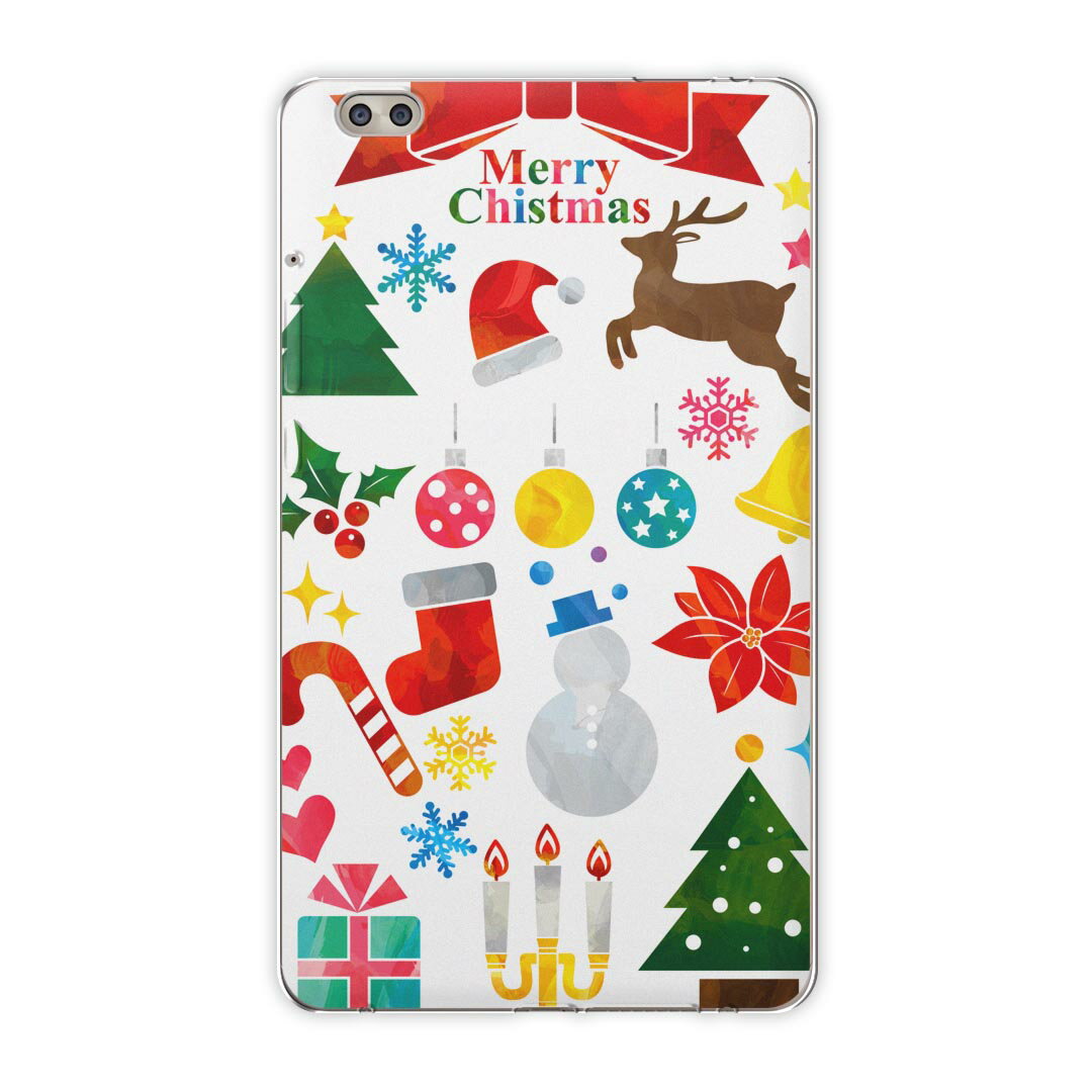 dtab compact d-02k docomo dタブ 用 タブレット ケース タブレット カバー TPU ソフトケース 010030 クリスマス　リボン　英語