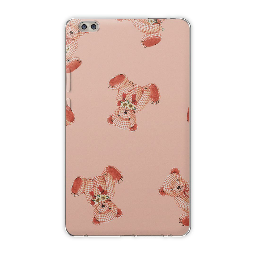 dtab compact d-02k docomo dタブ 用 タブレット ケース タブレット カバー TPU ソフトケース 010195 動物　熊　ピンク