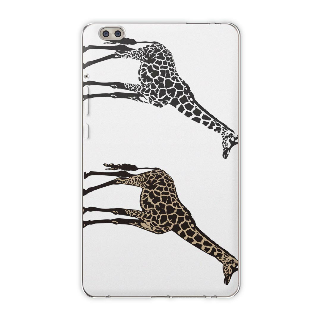 dtab compact d-02k docomo dタブ 用 タブレット ケース タブレット カバー TPU ソフトケース 010196 動物 キリン モノクロ